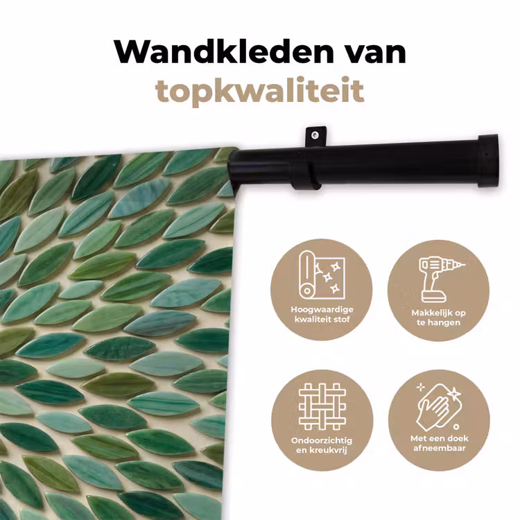 Wandkleed - Patroon - Blad - Groen - Abstract — 3