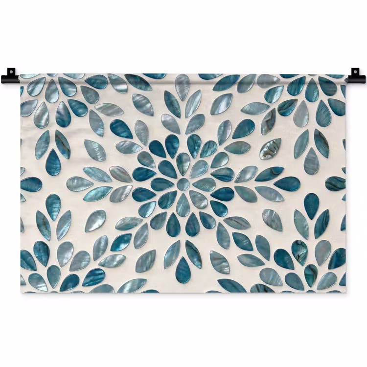 Wandkleed - Patroon - Bladeren - Abstract - Modern - Turquoise — 1