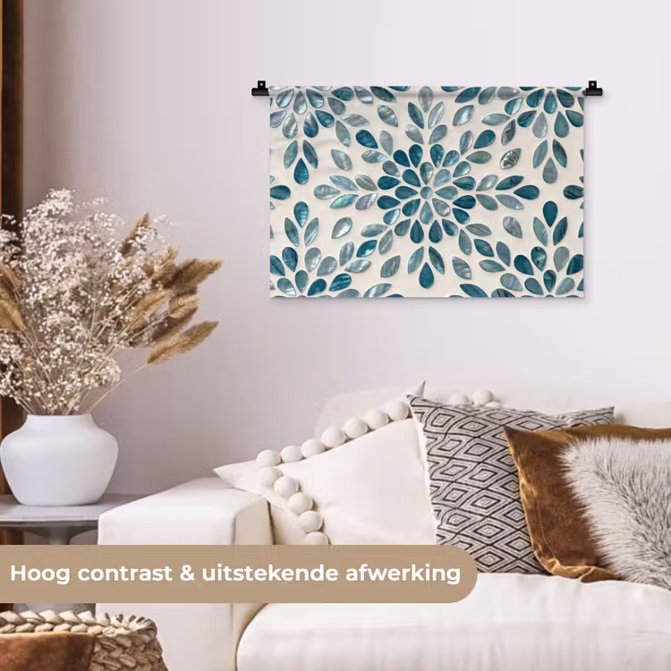 Wandkleed - Patroon - Bladeren - Abstract - Modern - Turquoise — 4