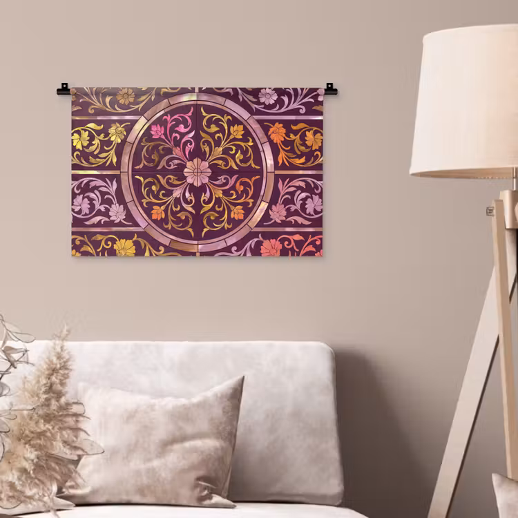 Wandkleed - Patroon - Floraal - Oosters - Paars - Goud — 2