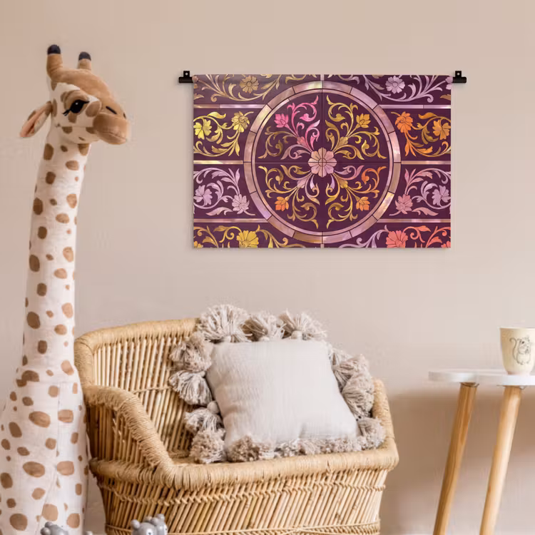 Wandkleed - Patroon - Floraal - Oosters - Paars - Goud — 5