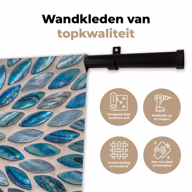 Wandkleed - Patroon - Glans - Abstract - Blauw - Decoratie — 3