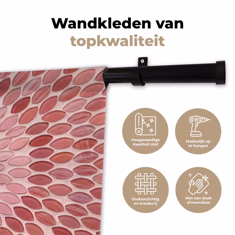 Wandkleed - Patroon - Mozaïek - Ovaal - Abstract - Roze — 3