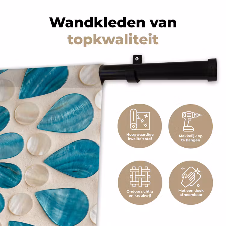 Wandkleed - Patroon - Mozaïek - Schelpen - Abstract - Turquoise — 3