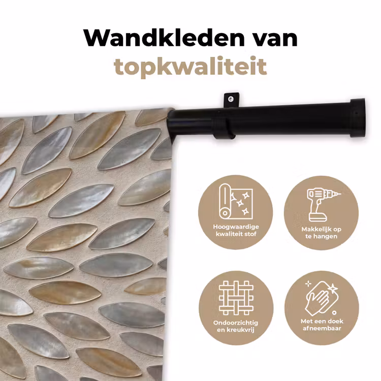 Wandkleed - Patroon - Ovaal - Glanzend - Abstract - Beige — 3