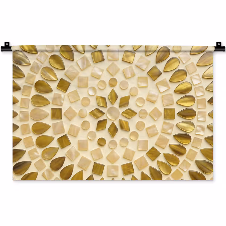 Wandkleed - Patroon - Vormen - Mozaïek - Abstract - Goud — 1