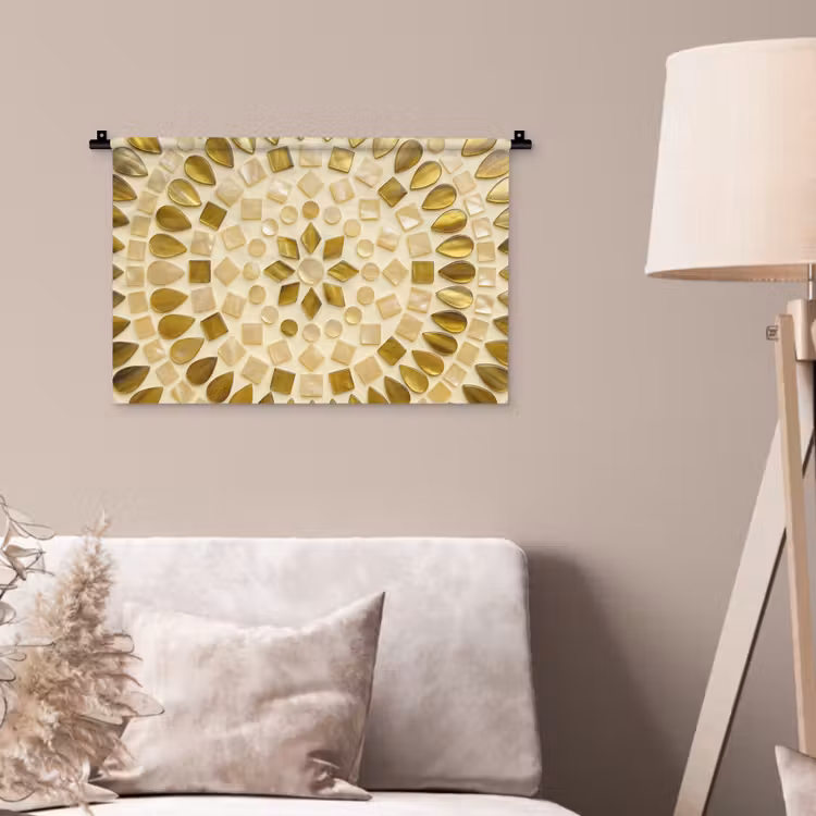 Wandkleed - Patroon - Vormen - Mozaïek - Abstract - Goud — 2