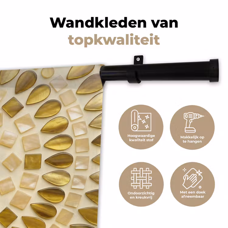 Wandkleed - Patroon - Vormen - Mozaïek - Abstract - Goud — 3