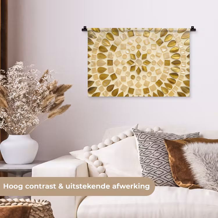 Wandkleed - Patroon - Vormen - Mozaïek - Abstract - Goud — 4