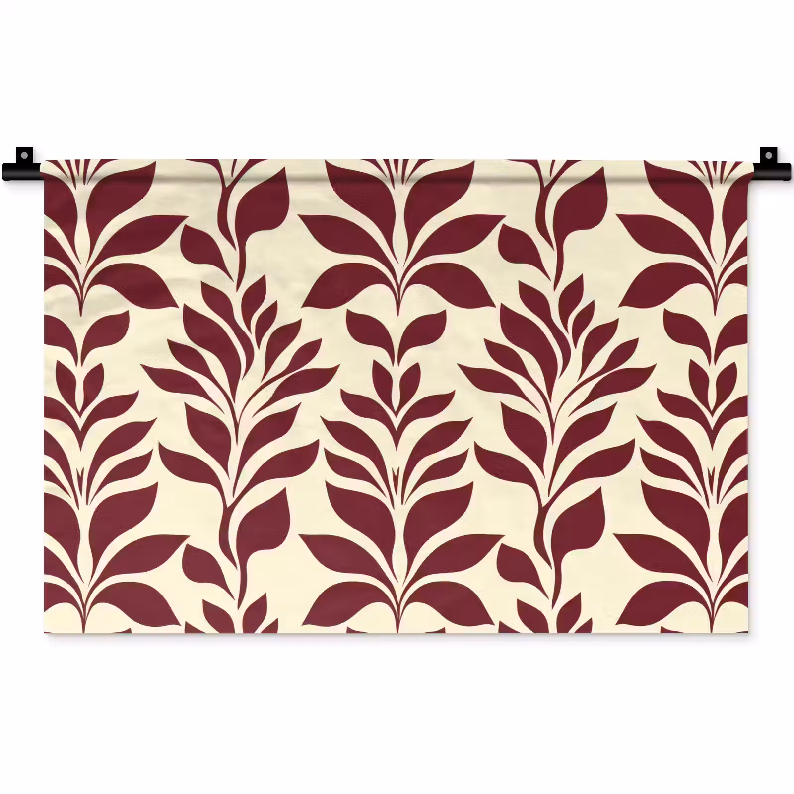 Wandkleed - Abstract - Bladeren - Burgundy — 1