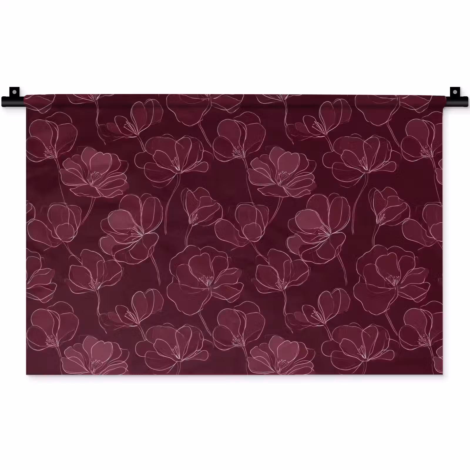 Wandkleed - Bloemen - Patroon - Bordeauxrood — 1