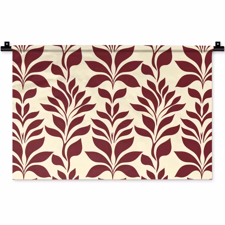 Wandkleed - Abstract - Bladeren - Burgundy — 1
