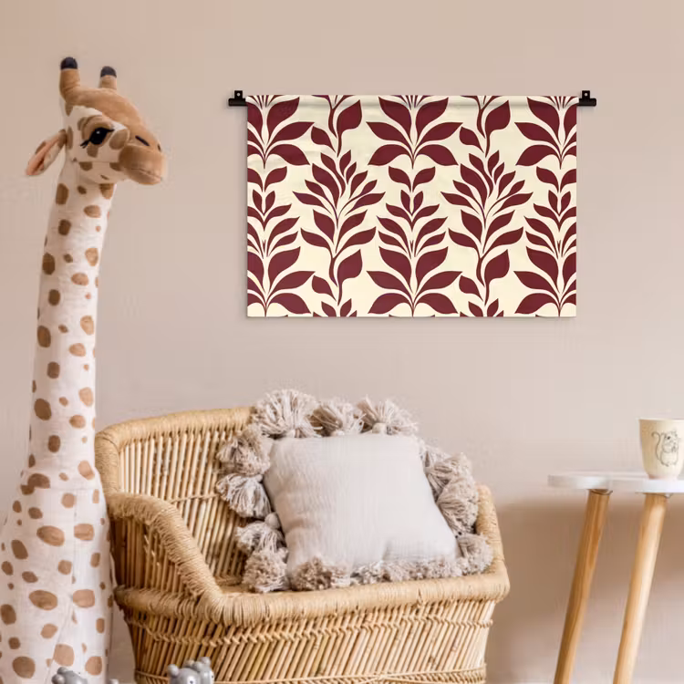 Wandkleed - Abstract - Bladeren - Burgundy — 5