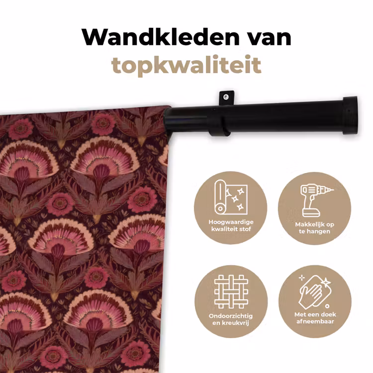 Wandkleed - Antiek - Bloemen - Kleurrijk — 3
