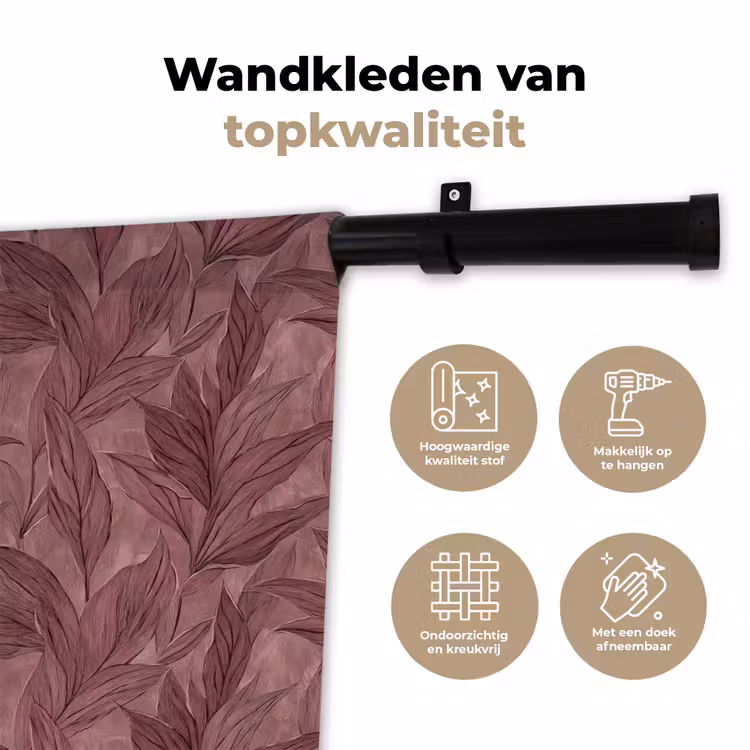 Wandkleed - Bladeren - Patroon - Paars — 3