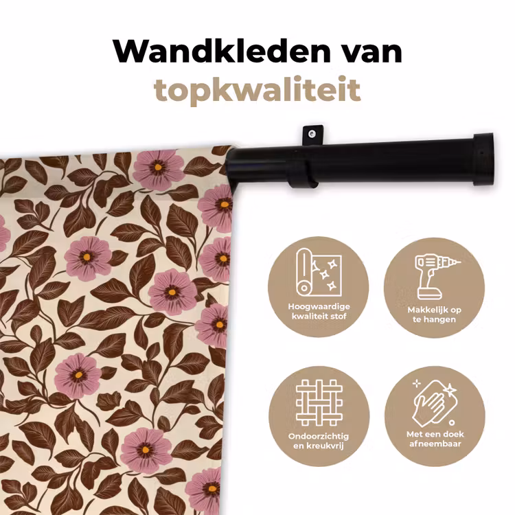 Wandkleed - Bloemen - Bladeren - Kleurrijk — 3