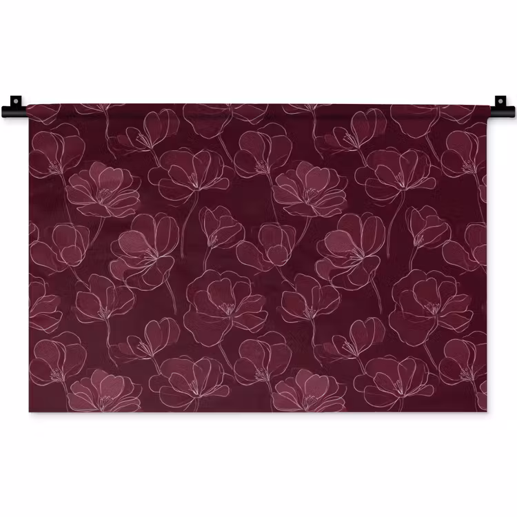 Wandkleed - Bloemen - Patroon - Bordeauxrood — 1