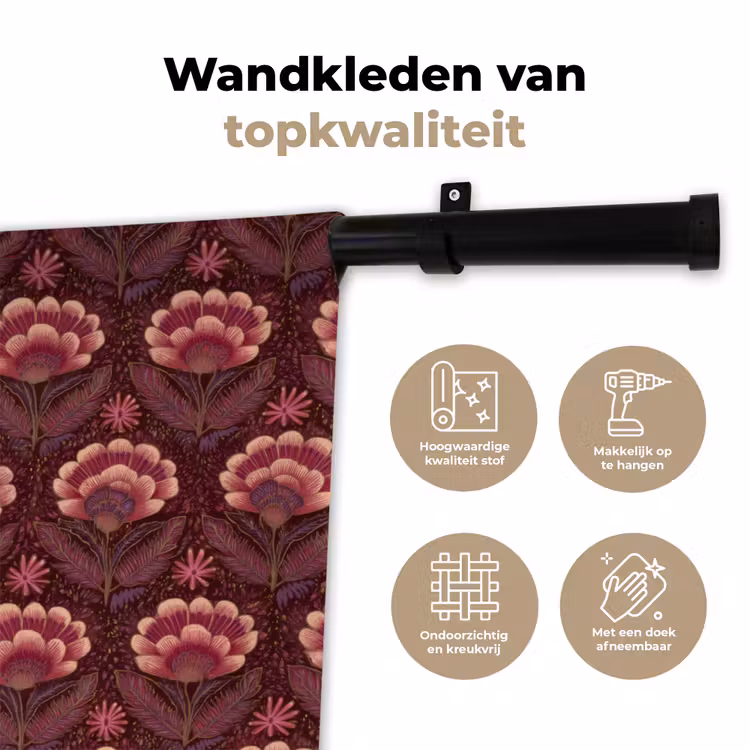 Wandkleed - Bloemen - Waaier - Paars — 3