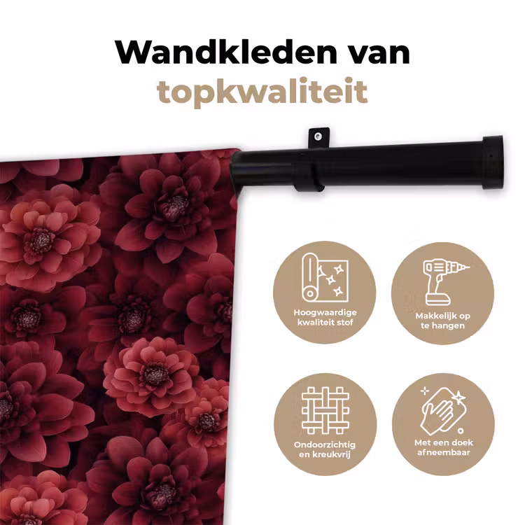 Wandkleed - Dahlias - Bloemen - Rood — 3