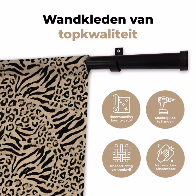 Wandkleed - Giraf - Zebra - Motief - Bruin — 3