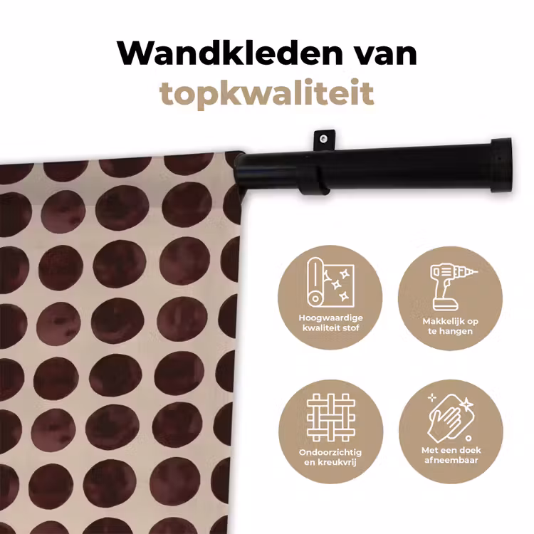 Wandkleed - Stippen - Patroon - Bruin — 3