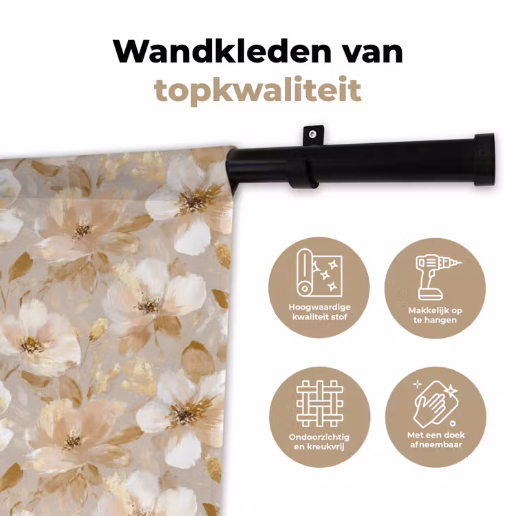 Wandkleed - Bloemen - artistiek - Goud — 3