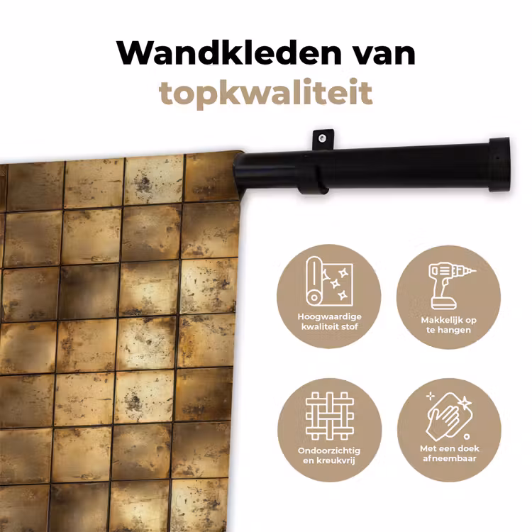 Wandkleed - Geometrisch - Tegels - Goud — 3
