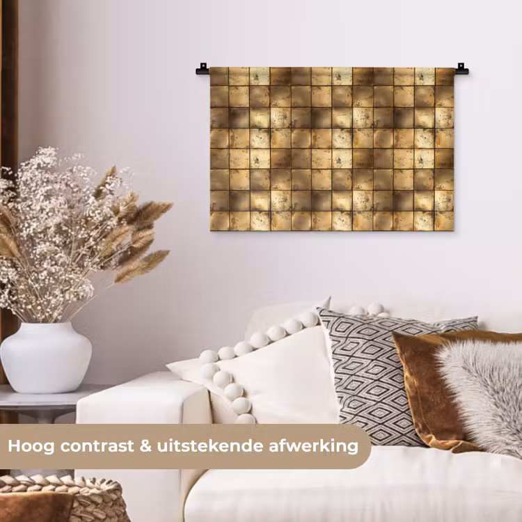 Wandkleed - Geometrisch - Tegels - Goud — 4