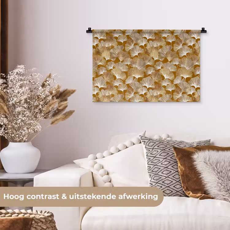 Wandkleed - Ginkgo - Bladeren - Goud — 4