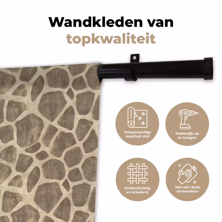 Wandkleed - Giraf - Patroon - Beige - Bruin — 3