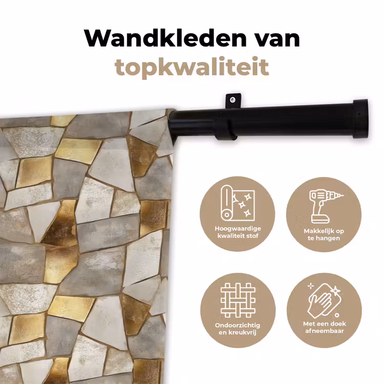 Wandkleed - Mozaïek - Marmer - Goud — 3