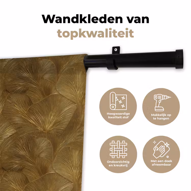 Wandkleed - Organisch - Lijnen - Goud — 3