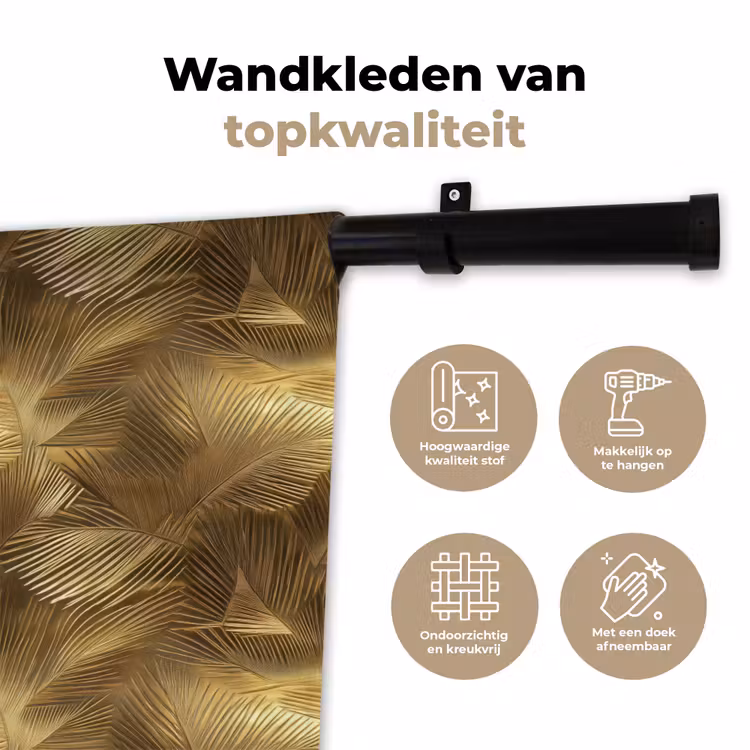 Wandkleed - Palm - Waaier - Goud — 3
