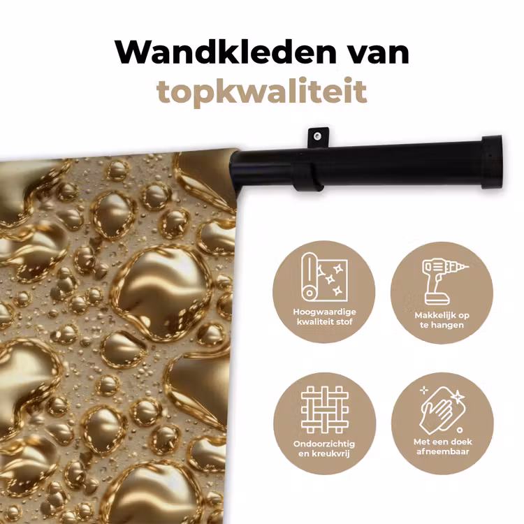 Wandkleed - Druppels - Organisch - Goud — 3