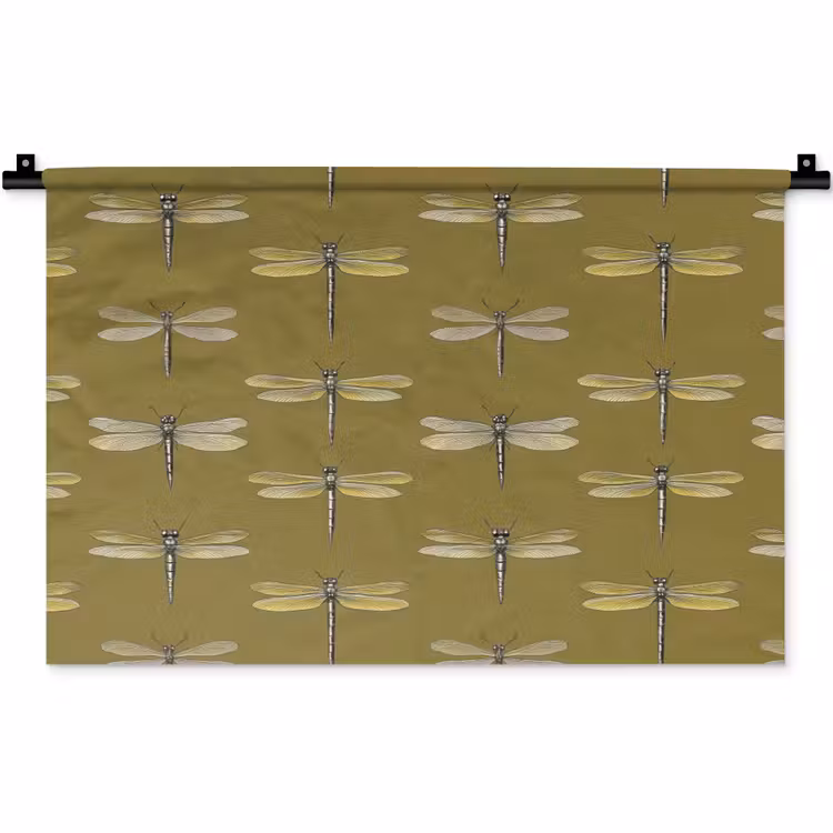 Wandkleed - Libellen - Patroon - Groen — 1