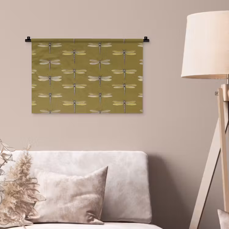 Wandkleed - Libellen - Patroon - Groen — 2