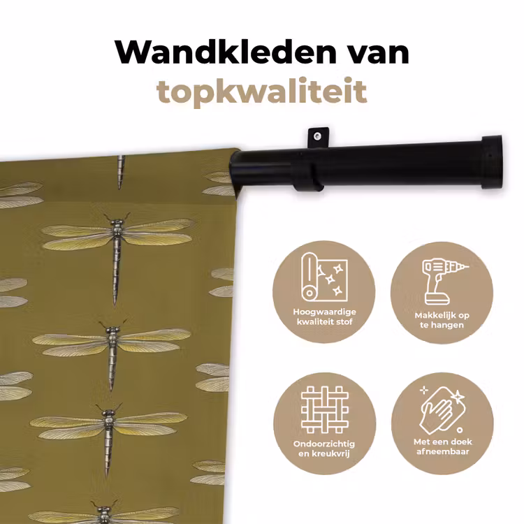 Wandkleed - Libellen - Patroon - Groen — 3
