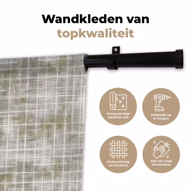 Wandkleed - Linnen - Patroon - Groen — 3