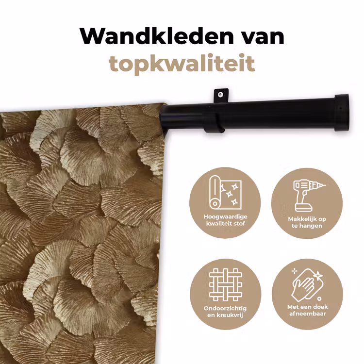 Wandkleed - Organisch - Patroon - Bladeren - Goud — 3