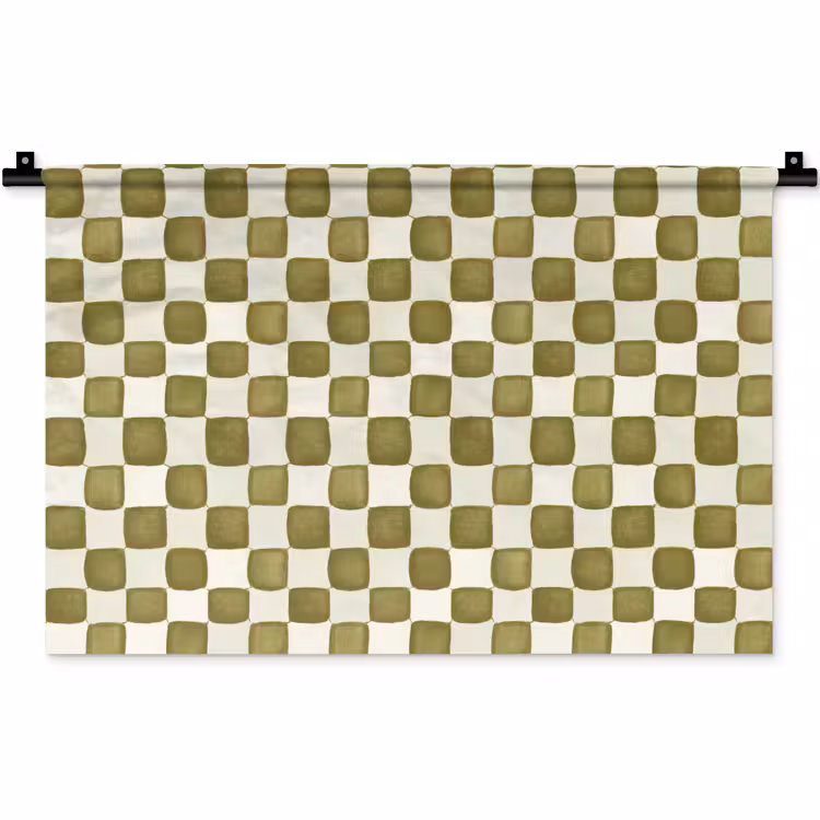 Wandkleed - Schaak - Patroon - Groen — 1