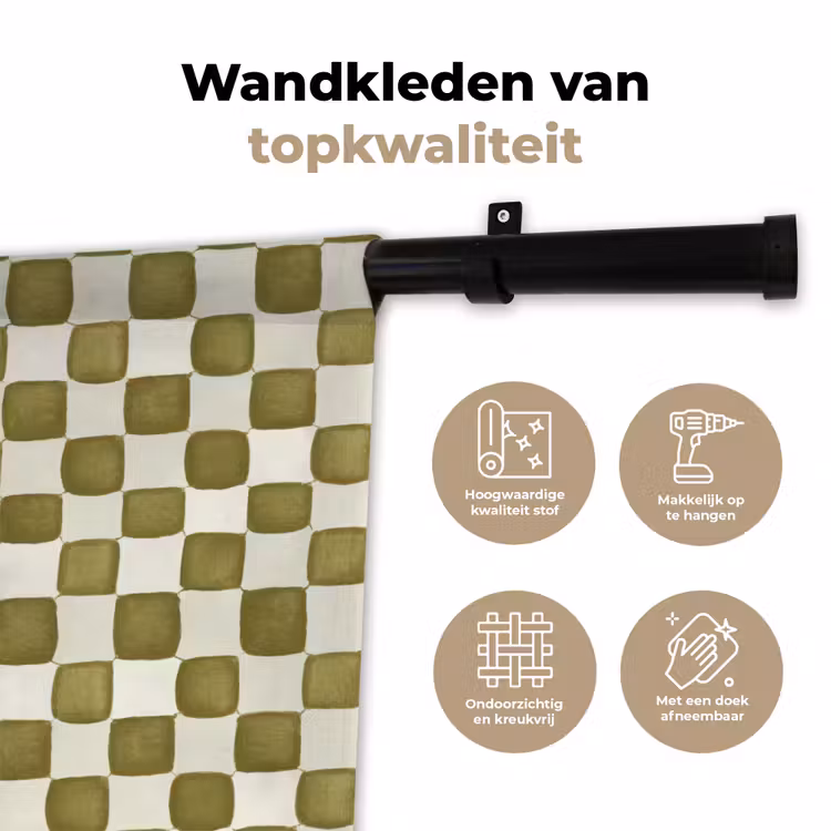 Wandkleed - Schaak - Patroon - Groen — 3
