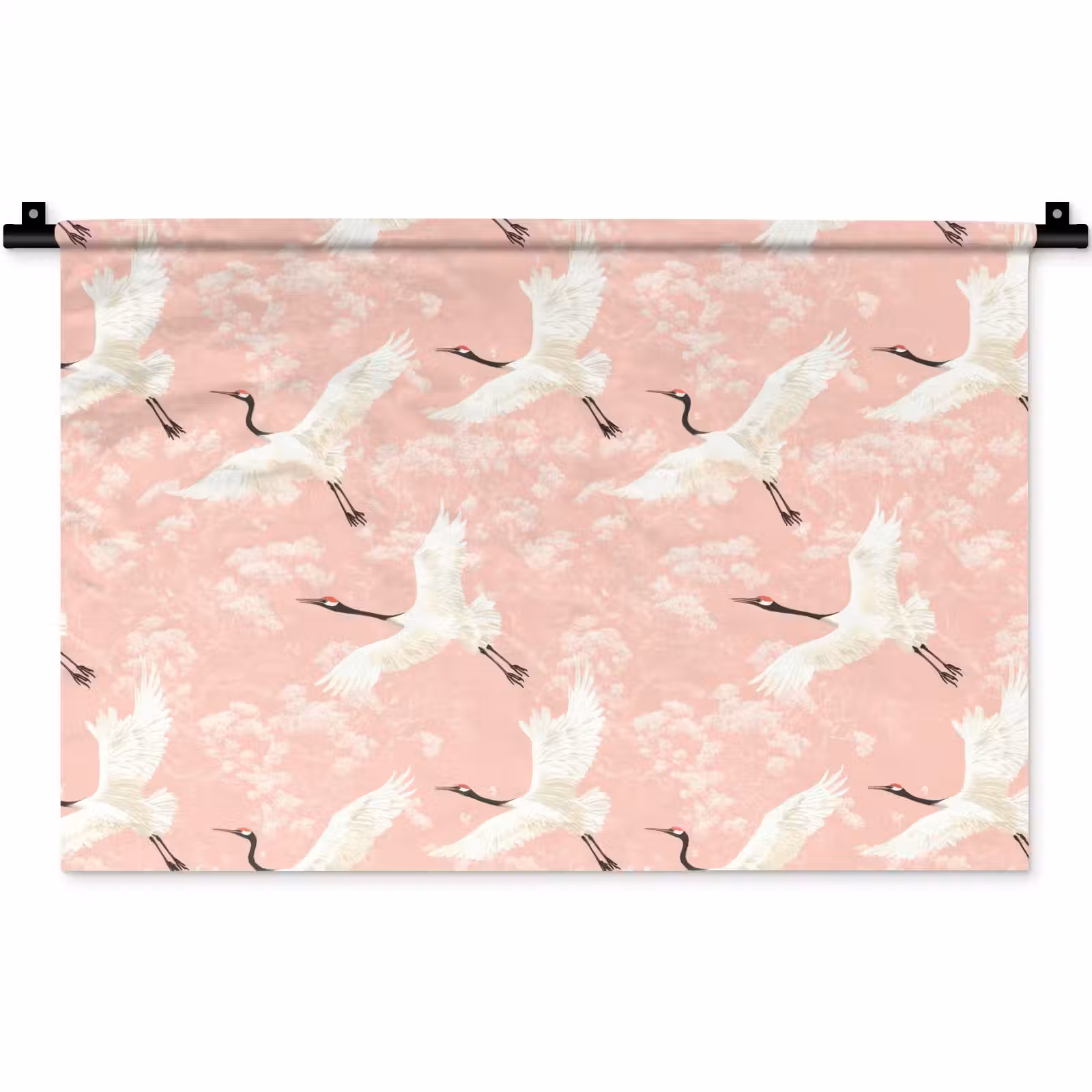 Wandkleed - Kraanvogels - Bloesem - Roze — 1