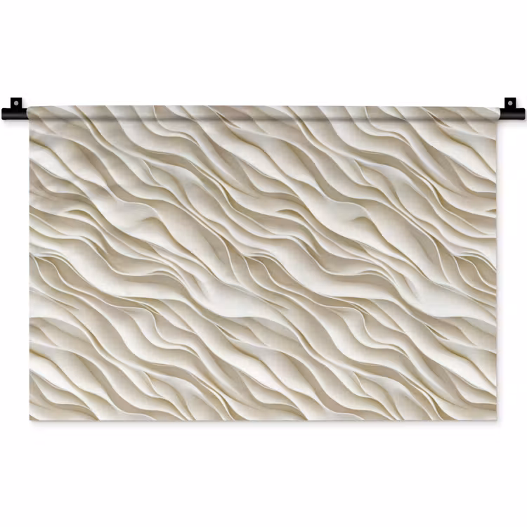 Wandkleed - Golven - Wit - Minimalistisch — 1