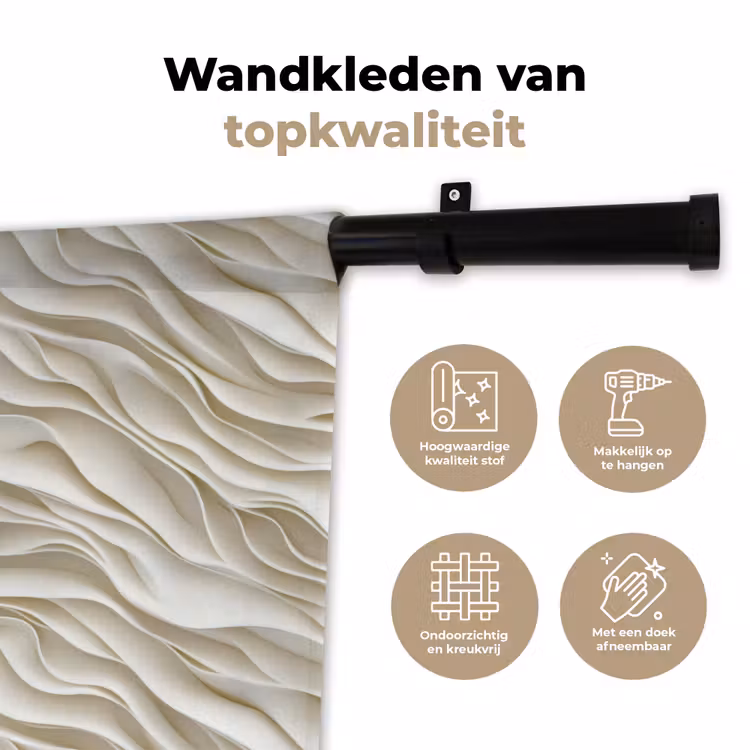 Wandkleed - Golven - Wit - Minimalistisch — 3