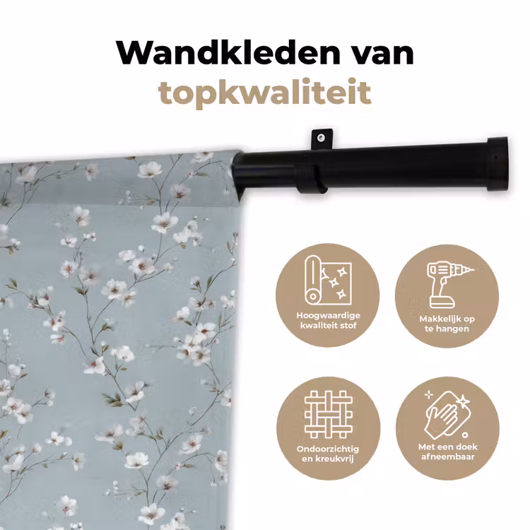 Wandkleed - Klassiek - Bloemen - Blauw — 3