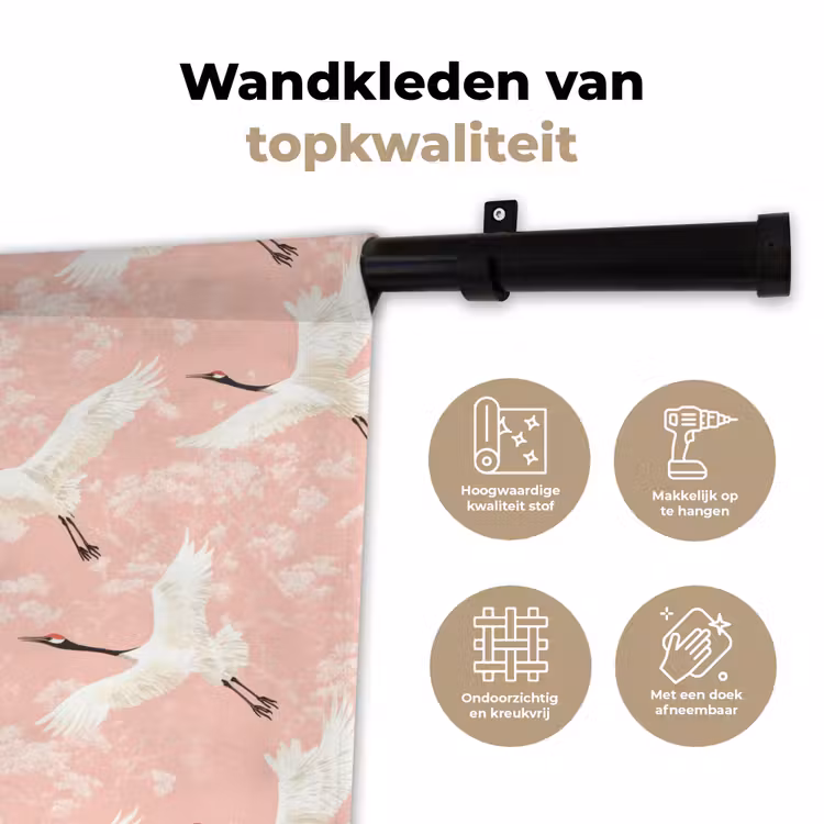 Wandkleed - Kraanvogels - Bloesem - Roze — 3