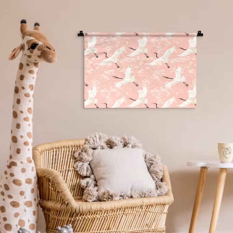 Wandkleed - Kraanvogels - Bloesem - Roze — 5