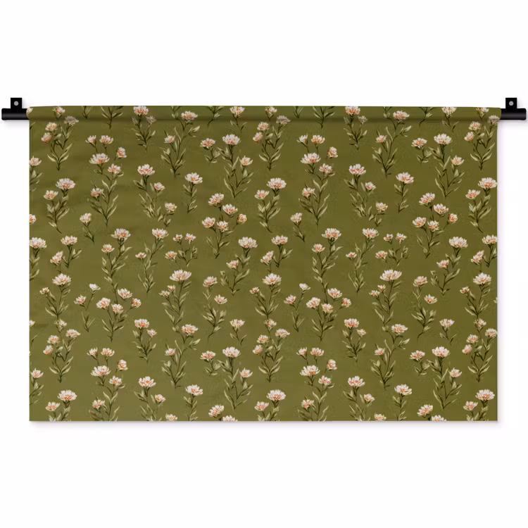 Wandkleed - Landelijk - Bloemen - Groen — 1