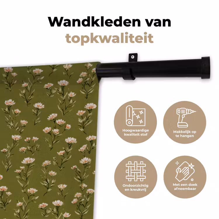 Wandkleed - Landelijk - Bloemen - Groen — 3
