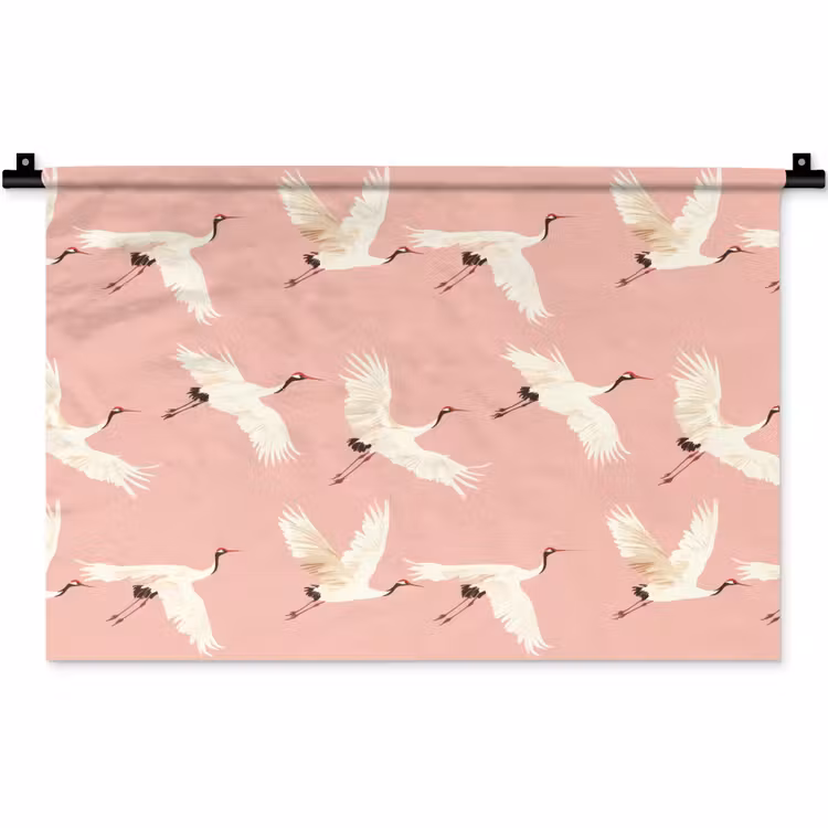 Wandkleed - Modern - Kraanvogels - Roze — 1